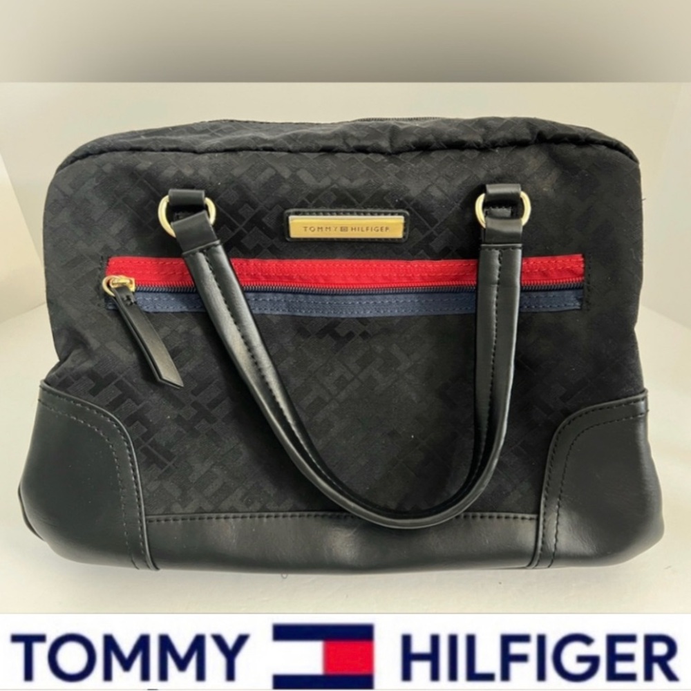 Tommy Hilfiger - Purse - Tote Black with Blue and Red Stripe